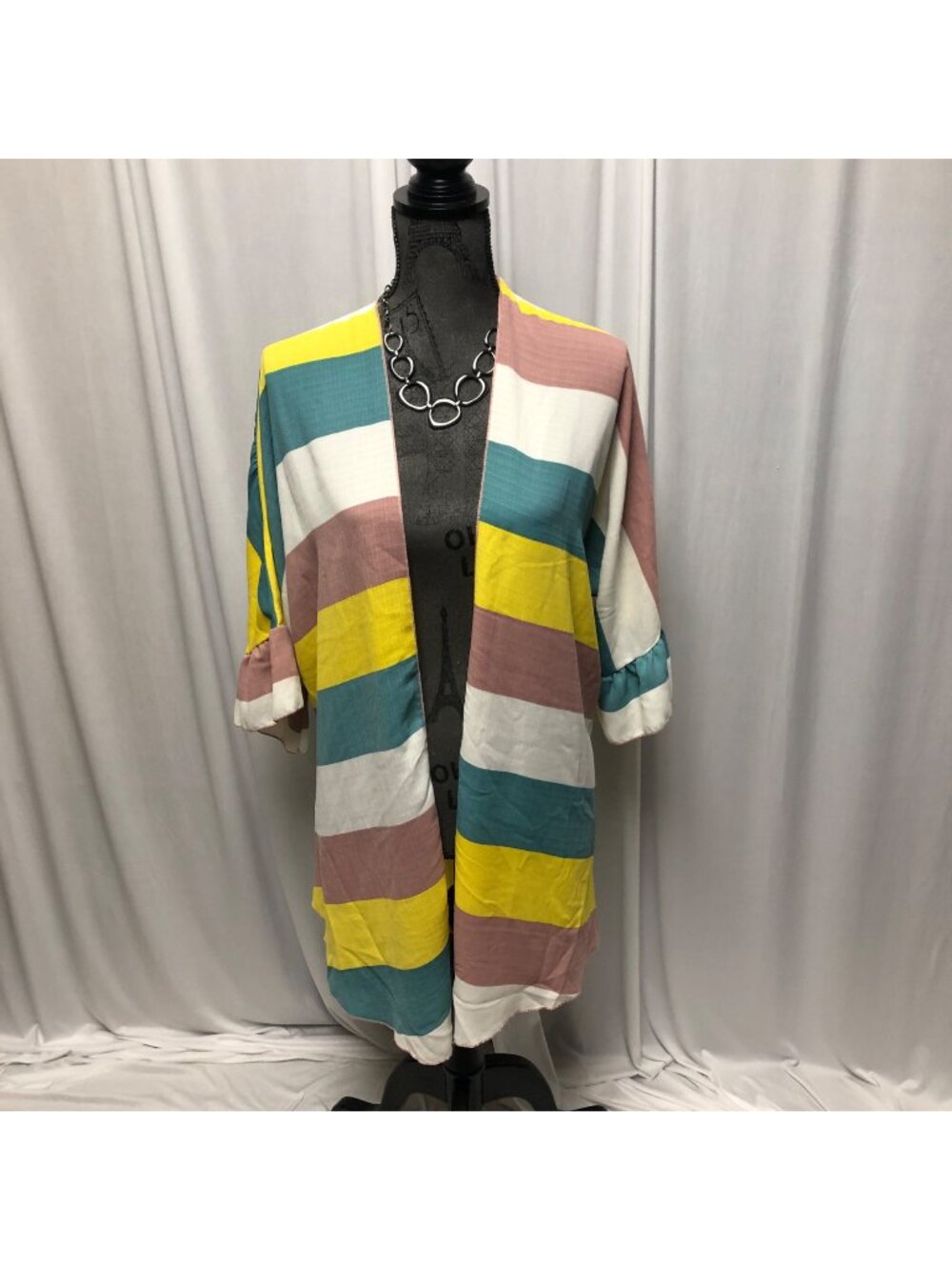Now N Forever Cardigan Womens Size Small Multicolor Striped Open Front NEW
